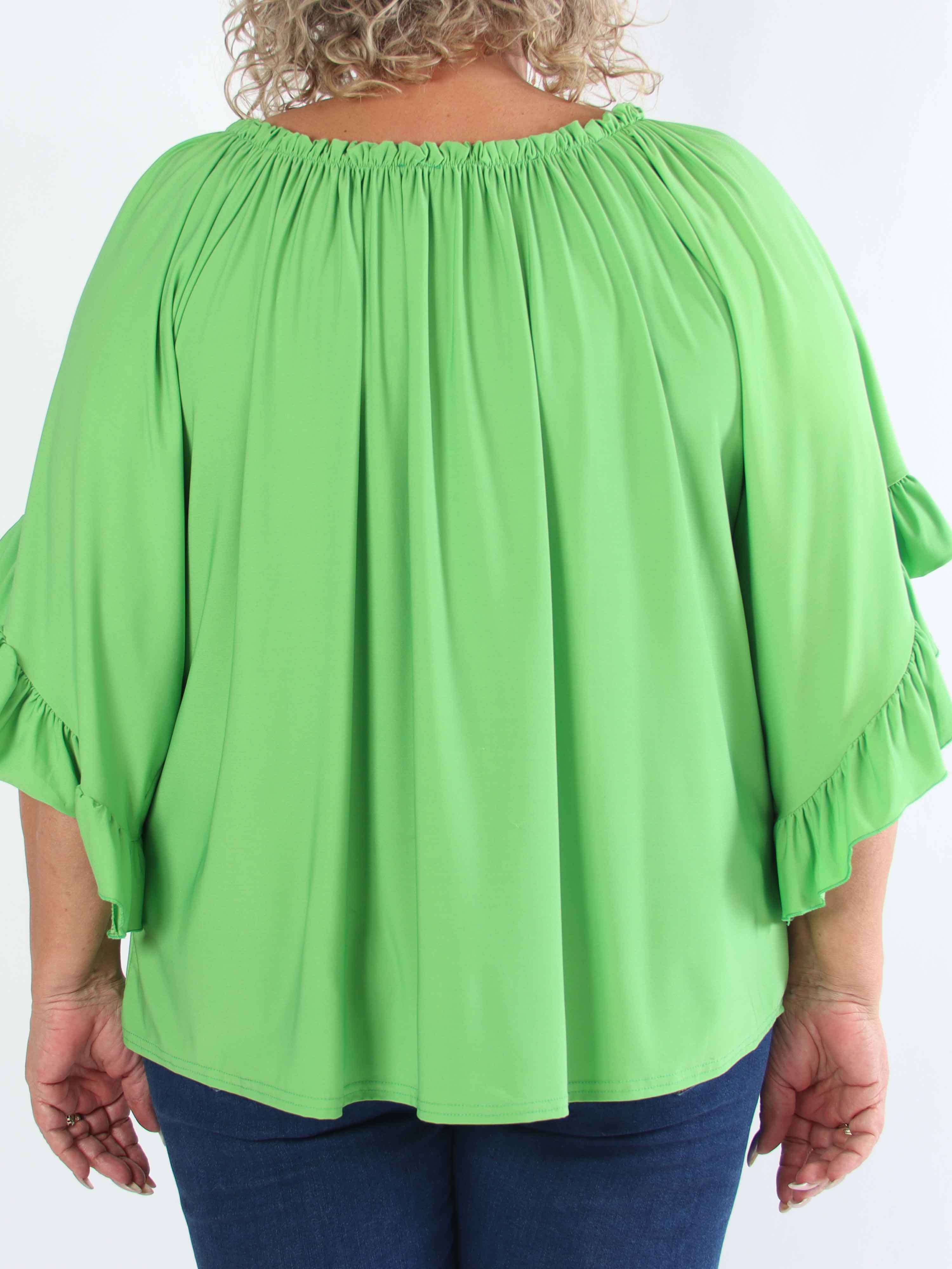 Anneli - Söt elastisk plus size tunika med volangärmar